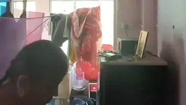 Milk tanker mom removing nighty in living room