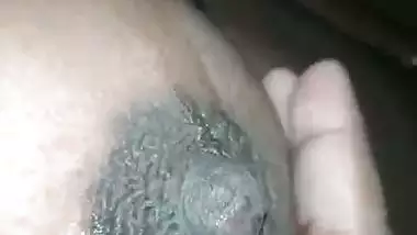 Huge milking boob wife lactating with hubby pressing nipple