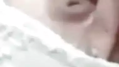 Cute expression during topless boobs show by Indian girl