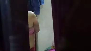 Sexy ass mom dress change caught by son from next room