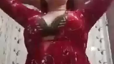 Sexy girl shows her boobs and ass to striptease her BF