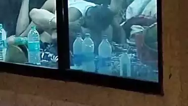 Caught through the window in hotel with bhabhi pussy lick