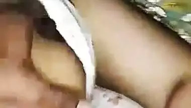 Lover presses his sleeping GF’s big boobs