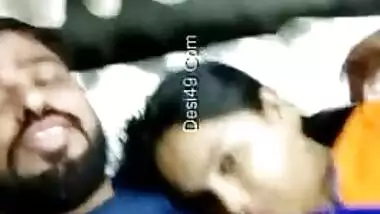 Bearded man kisses his shy Indian wife with full XXX lips on camera