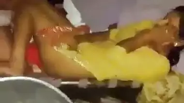 Old man drills his young granddaughter into the bed